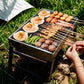 Barbecue portable pliable en acier inoxydable – Grille compacte idéale pour pique-nique, camping et cuisine d’extérieur
