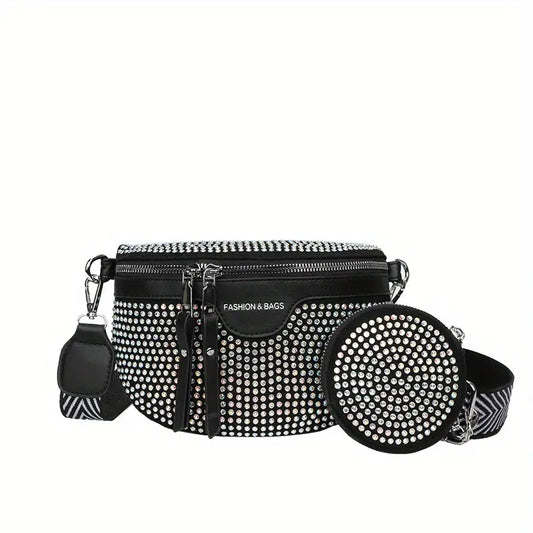 Sac banane et bandoulière femme – Look glamour avec détails brillants et double rangement