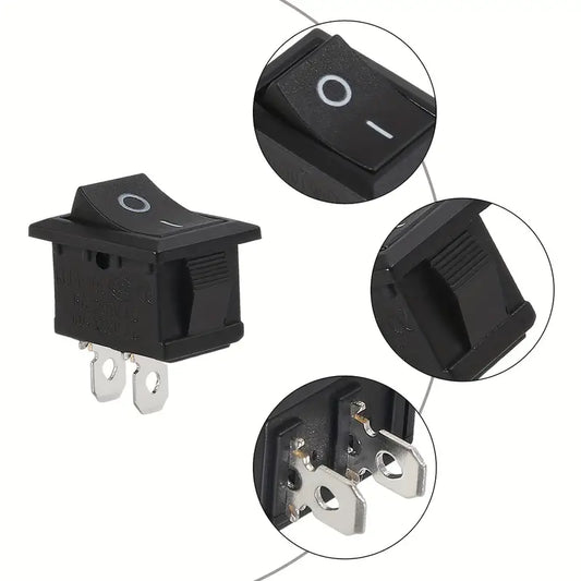 Interrupteur à Bascule Rectangulaire ON/OFF – Commutateur Électrique 2 Broches pour Électronique Industrielle