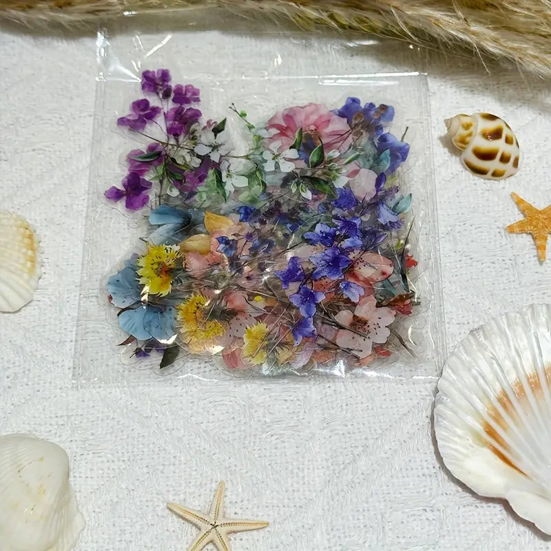 Autocollants Fleurs Colorées – Stickers Floraux Transparents pour Ordinateur Portable, Tablette et Scrapbooking DIY