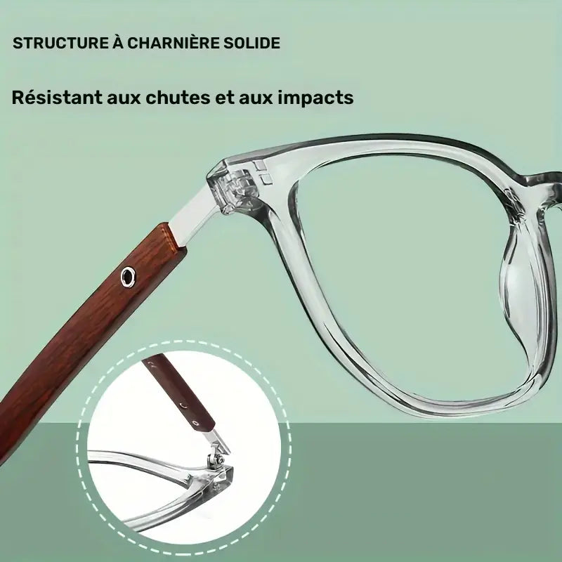 Lunettes homme vintage – Monture carrée marron avec branches effet bois tendance
