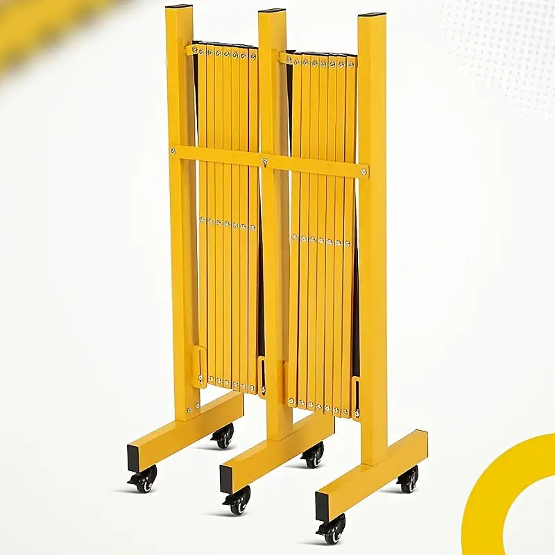 Barrière de Sécurité Extensible sur Roulettes – Cloison Mobile Pliable en Acier Jaune pour Espaces Publics et Professionnels
