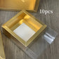 Boîtes cadeaux dorées avec couvercle transparent (lot de 10) – Emballages élégants pour pâtisseries, bijoux ou événements