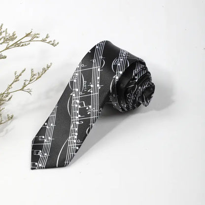 Cravate noire homme à motifs notes de musique roses, coloris Noir
