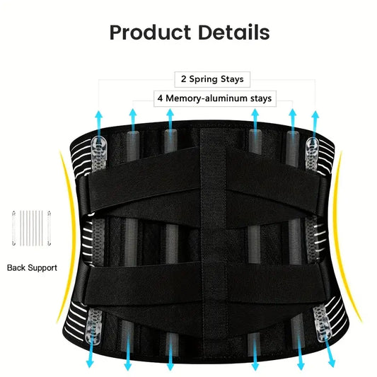 Ceinture lombaire de maintien renforcée – Soutien dos avec baleines métalliques pour sport et rééducation