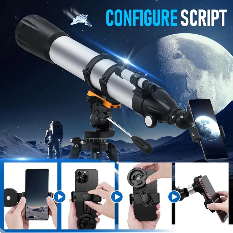 Télescope Astronomique avec Trépied et Accessoires – Observation Lunaire et Planétaire Éducative