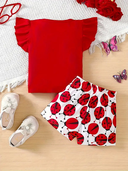 Haut bébé fille rouge avec motif coccinelle – T-shirt manches courtes été Little Lady