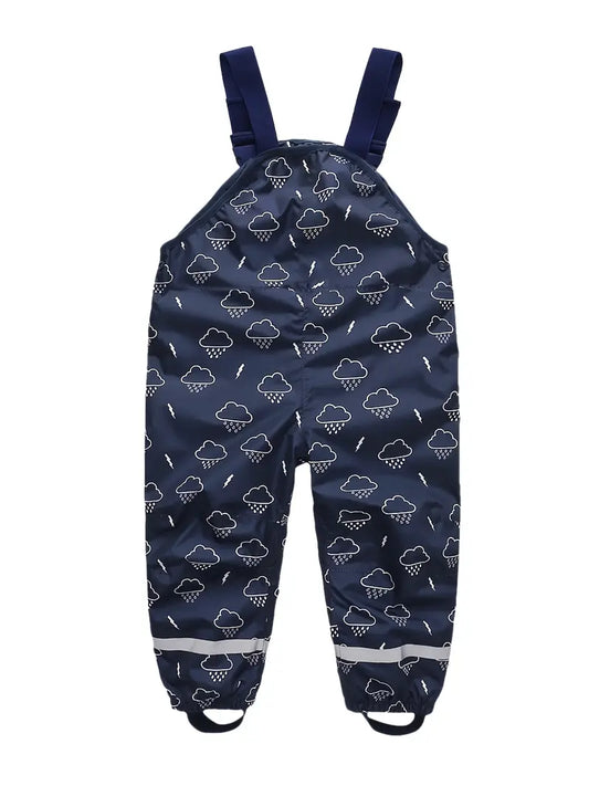 Salopette Imperméable Enfant – Pantalon de Pluie avec Bretelles Motifs Nuages