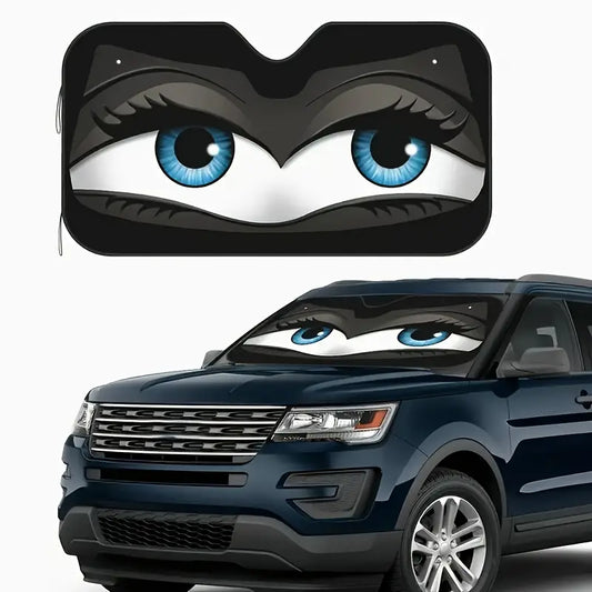 Pare-soleil voiture yeux bleus – Protection pare-brise anti-chaleur avec design fun et original