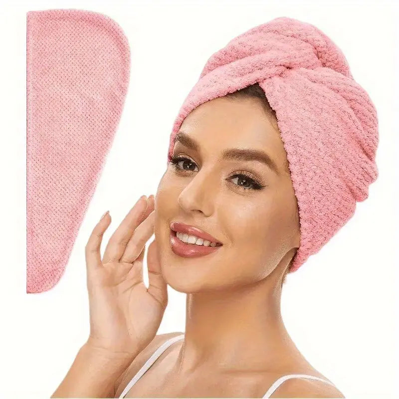 Serviette Turban Cheveux en Microfibre Rose – Séchage Rapide Sans Chaleur, Ultra-Absorbante et Douce – Idéale Après Douche ou Soin
