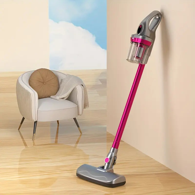 Aspirateur Balai Sans Fil 3-en-1 – Léger, Puissant et Multifonction pour Sols, Tapis et Canapés – Design Rose Métallisé