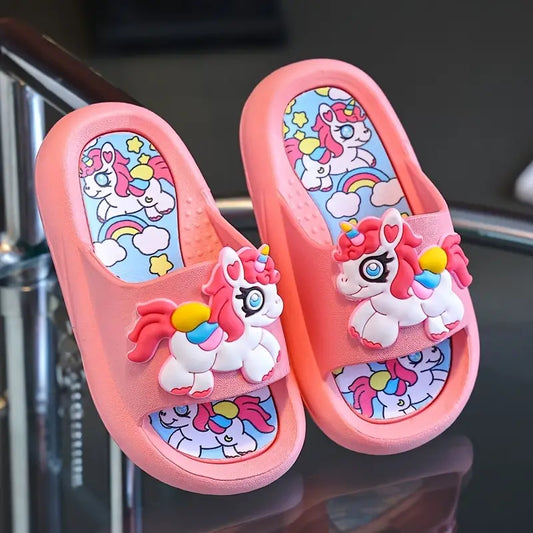 Sandales fille licorne roses – Pantoufles d’été antidérapantes et confortables