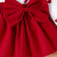 Robe Bébé Fille Blanche à Cœurs Rouges avec Grand Nœud – Tenue Mignonne et Élégante
