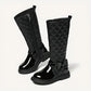 Bottes fille noires matelassées avec nœud – Chaussures élégantes et chaudes pour l’hiver