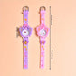 Montre Enfant Papillon Rose et Violet – Bracelet Silicone Coloré avec Motifs Fleurs et Abeilles