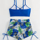 Ensemble de Plage Femme 2 Pièces – Haut Froncé et Short Imprimé Tropical