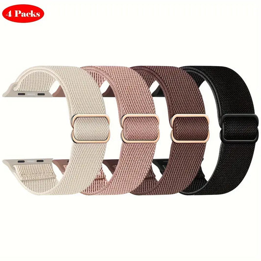 Lot de 4 Bracelets Nylon Réglables pour Apple Watch – Confort, Style & Durabilité au Quotidien
