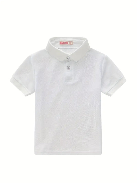 Polo garçon manches courtes bleu clair – Haut élégant en coton respirant
