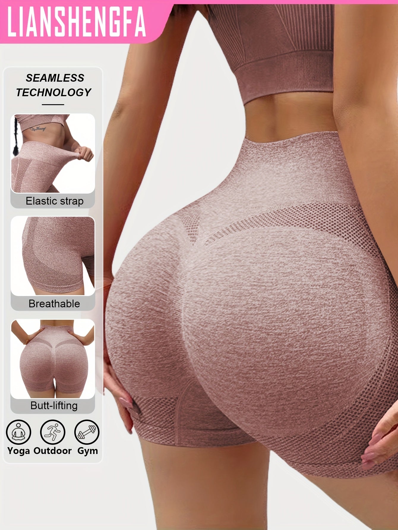 Leggings de Yoga Sans Couture Taille Haute Effet Remonte-Fesses