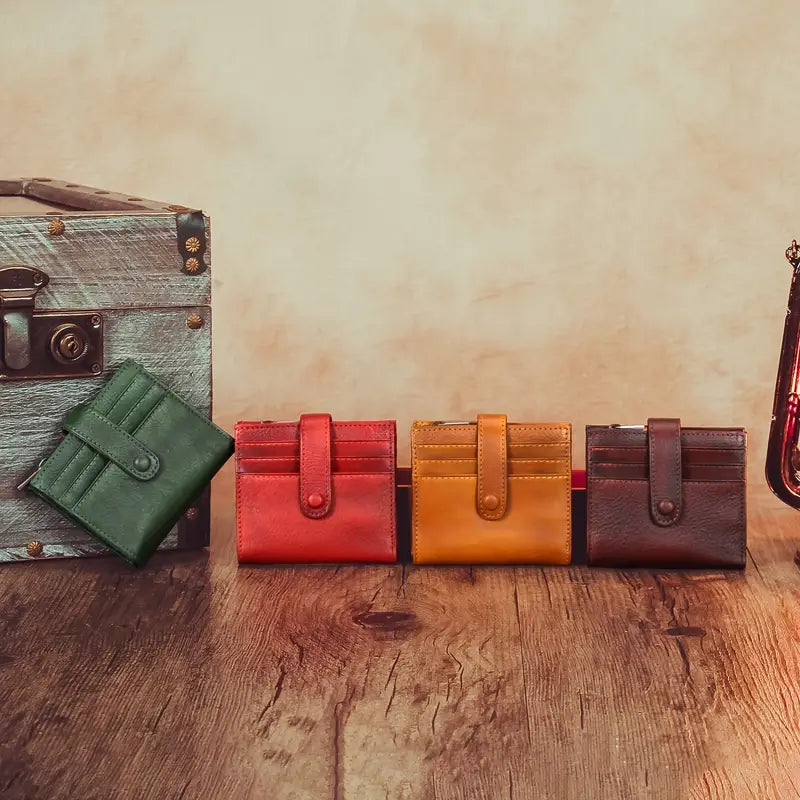 Portefeuille femme en cuir marron – Compact, élégant et multi-compartiments