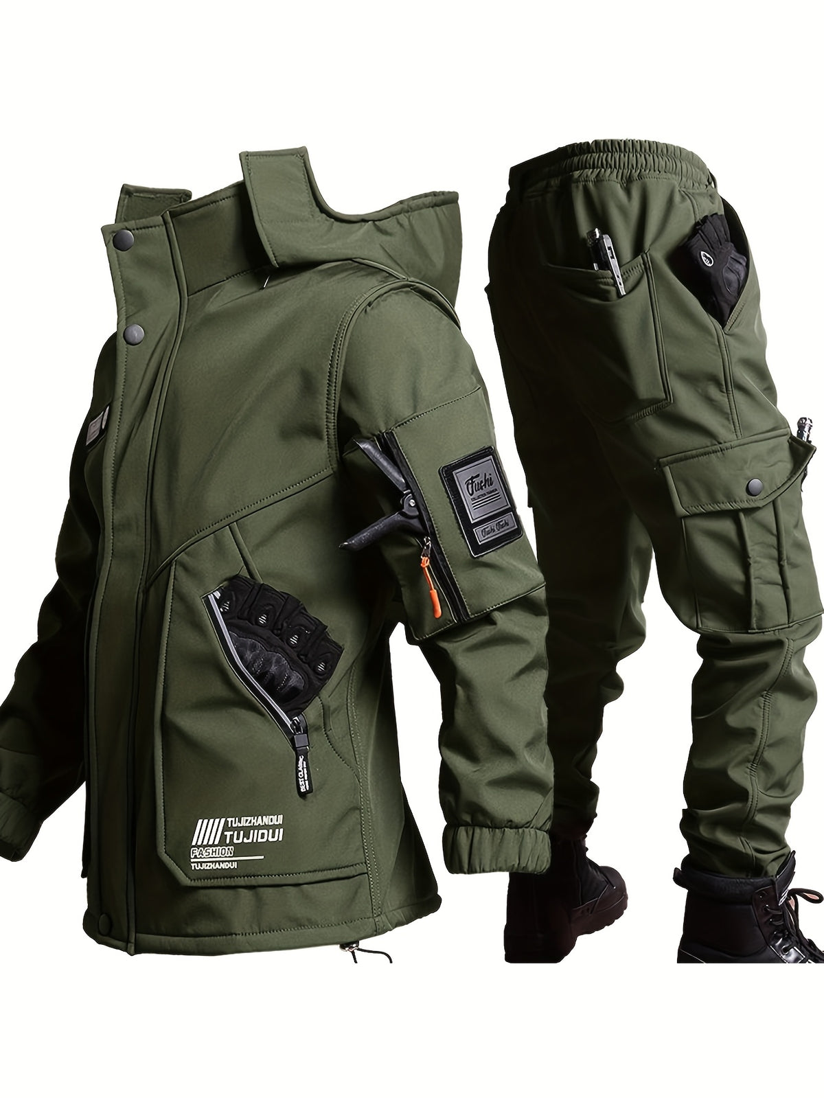 Ensemble d'hiver chaud en polaire épaisse pour hommes