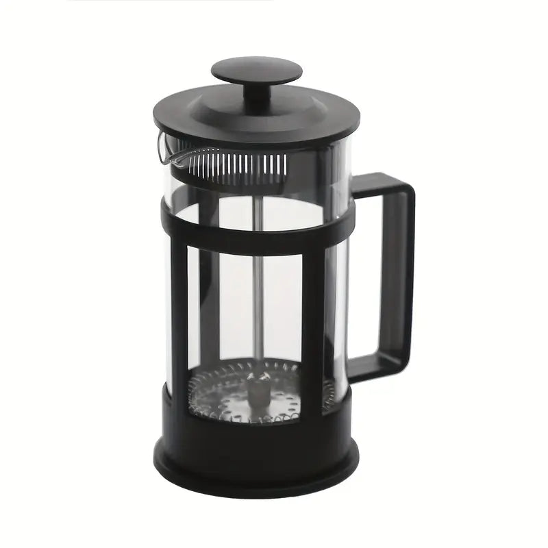 Cafetière à Piston avec Filtre Inox – French Press en Verre et Acier Noir, Idéale pour Café Moulu et Infusion de Thé