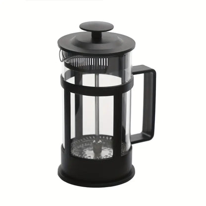Cafetière à Piston avec Filtre Inox – French Press en Verre et Acier Noir, Idéale pour Café Moulu et Infusion de Thé