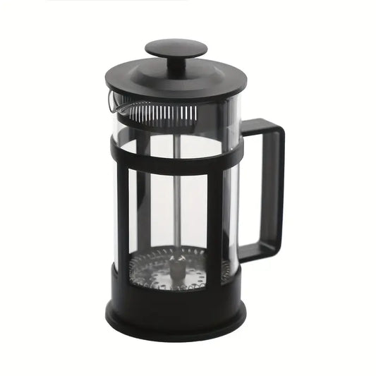 Cafetière à Piston avec Filtre Inox – French Press en Verre et Acier Noir, Idéale pour Café Moulu et Infusion de Thé