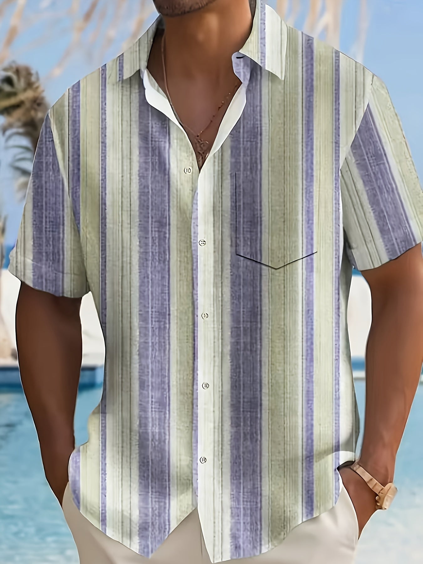 Chemise décontractée à rayures pour homme