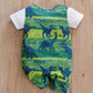 Body Bébé Salopette Dinosaure avec T-Shirt Blanc – Ensemble Été Confortable et Original