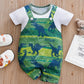 Body Bébé Salopette Dinosaure avec T-Shirt Blanc – Ensemble Été Confortable et Original