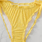 Bikini brodé avec volants – Haut à larges bretelles et culotte nouée ajustable
