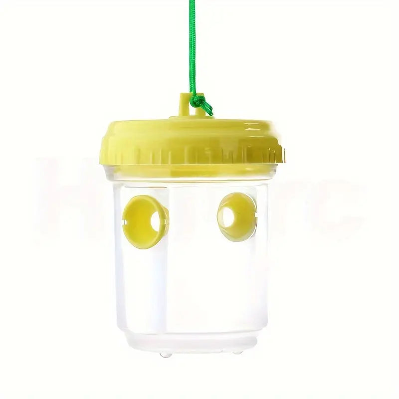 Piège à Insectes Volants Réutilisable – Pot Transparent avec Couvercle Jaune pour Capturer Guêpes, Mouches et Moustiques