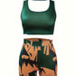 Short de Plage Femme Imprimé Graphique – Taille Haute Moulante, Style Sexy & Estival