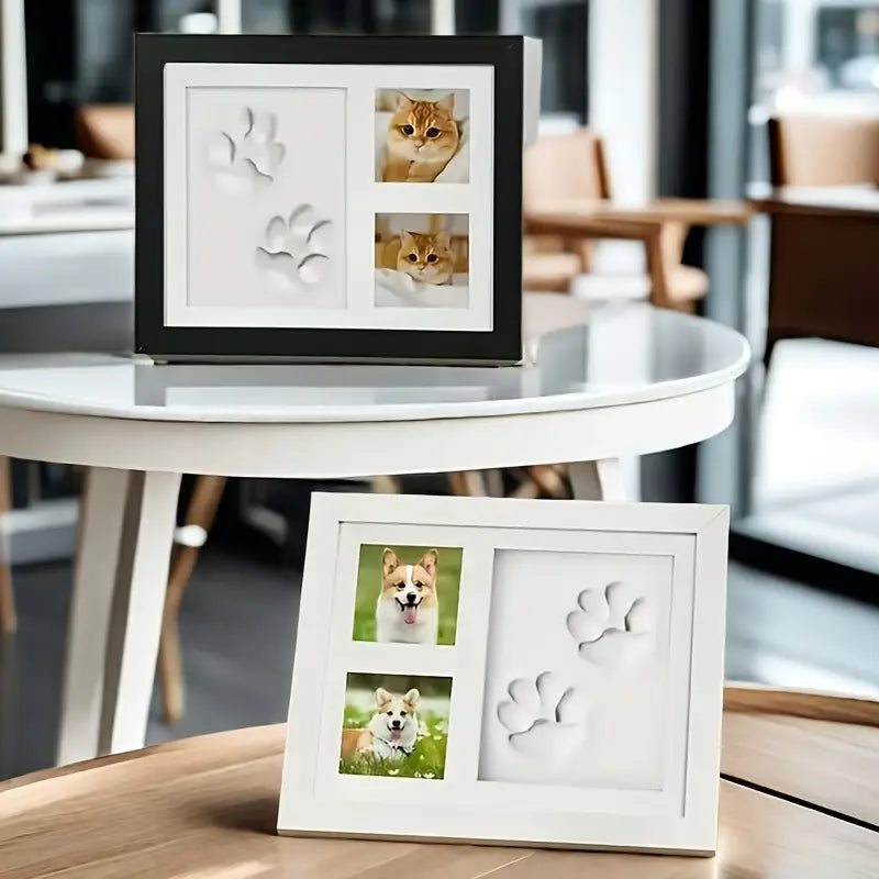 Cadre Empreinte Patte avec Photos – Souvenir Émotionnel pour Chien ou Chat Décédé