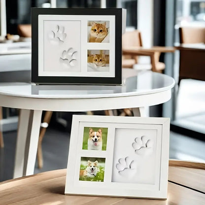 Cadre Empreinte Patte avec Photos – Souvenir Émotionnel pour Chien ou Chat Décédé