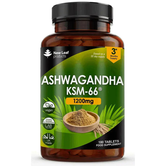 Ashwagandha KSM-66® 1200mg – 180 Comprimés Vegan | Réduction du Stress, Énergie & Équilibre Nerveux | Adaptogène Naturel – 3 Mois de Cure