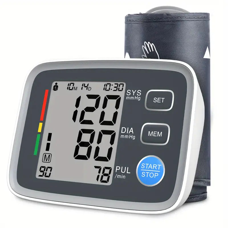 Tensiomètre Électronique Bras – Écran LCD Haute Lisibilité | Mesure Automatique de la Tension & du Pouls | Indicateur OMS, Mémoire Intégrée – Facile à Utiliser à Domicile