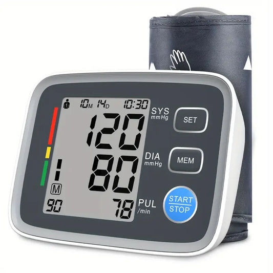 Tensiomètre Électronique Bras – Écran LCD Haute Lisibilité | Mesure Automatique de la Tension & du Pouls | Indicateur OMS, Mémoire Intégrée – Facile à Utiliser à Domicile