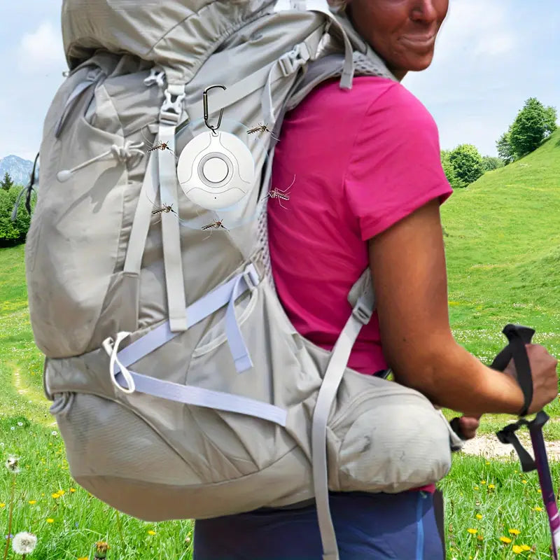 Répulsif Ultrason Portable Anti-Moustiques – Dispositif Électronique Sans Produit Chimique avec Mousqueton pour Intérieur & Extérieur