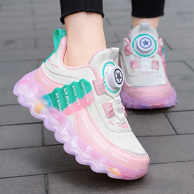 Baskets Enfant Semelle Transparente – Chaussures de Sport Légères Rose & Noir