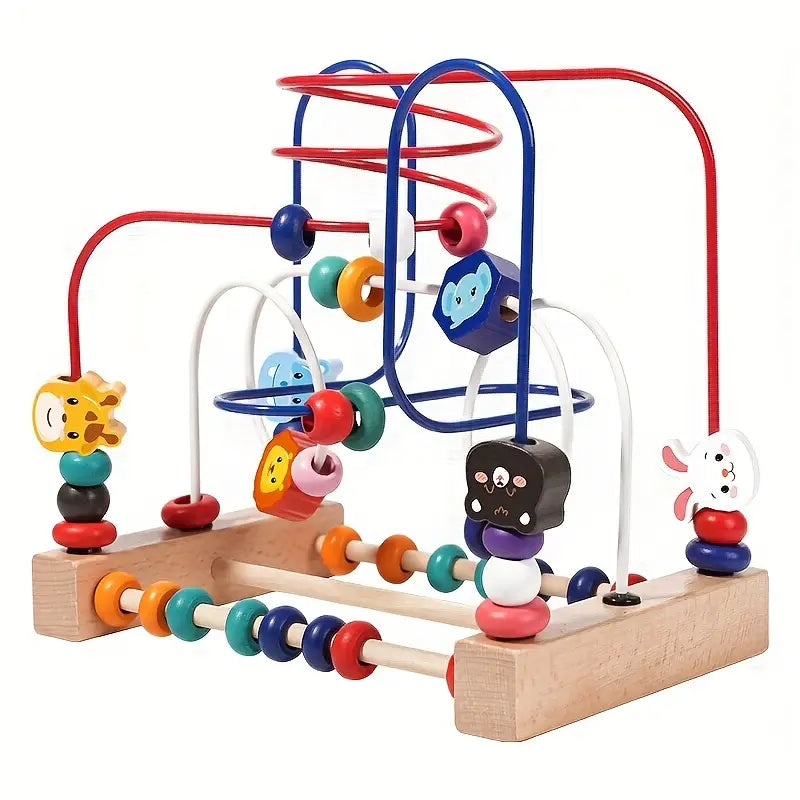 Labyrinthe de Perles Éducatif en Bois – Jeu Montessori de Motricité Fine et Apprentissage Précoce pour Enfants