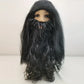 Perruque Longue Noire avec Barbe et Moustache – Déguisement Homme Viking, Rocker ou Père Noël Mystérieux
