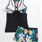 Tankini femme sport à dos nageur et short fleuri – Confort et style pour la plage ou la piscine