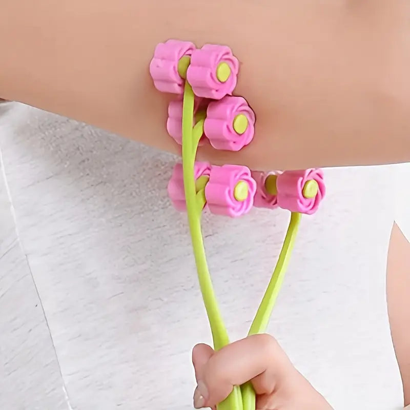 Rouleau de Massage Visage et Cou en Fleurs – Relaxation Anti-Stress et Drainage Lymphatique
