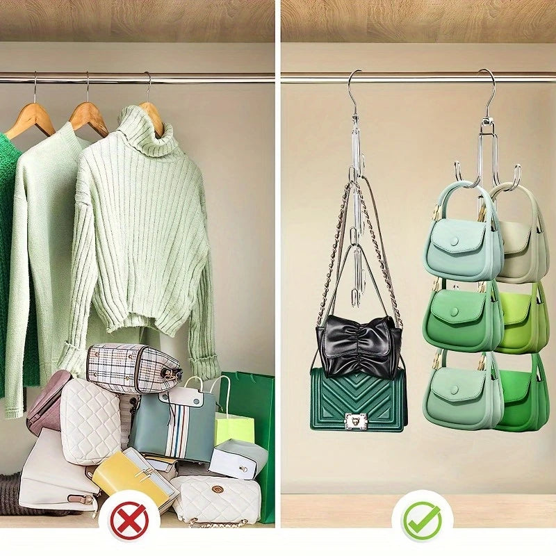 Cintre Métallique à 6 Crochets pour Sacs à Main – Rangement Vertical Robuste et Gain de Place pour Dressing