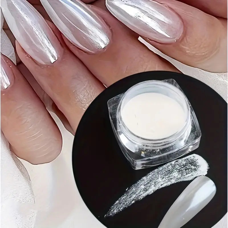 Poudre Effet Nacré Blanc – Vernis en Poudre Ultra Brillant pour Ongles Élégants
