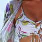 Ensemble de Plage Femme à Motif Floral avec Cardigan Transparent – Maillot de Bain à Haut et Short Élégant