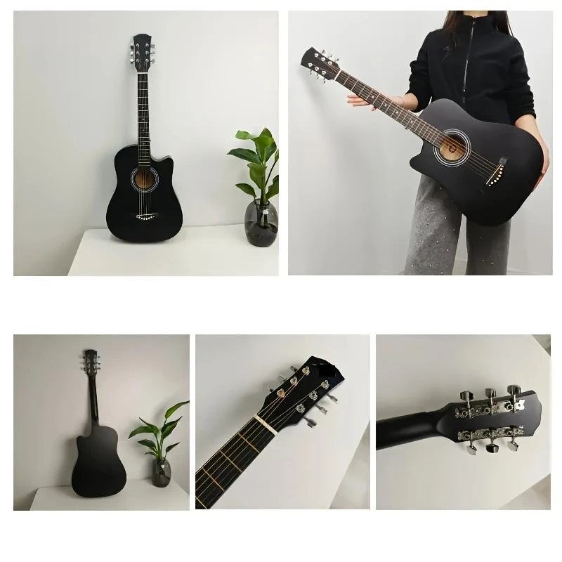 Guitare Acoustique Folk 4/4 – Son Clair et Puissant pour Débutants & Intermédiaires