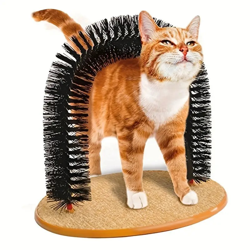 Arc de Massage et Brosse Auto-Toilettante pour Chat – Station de Grattage avec Base Antidérapante